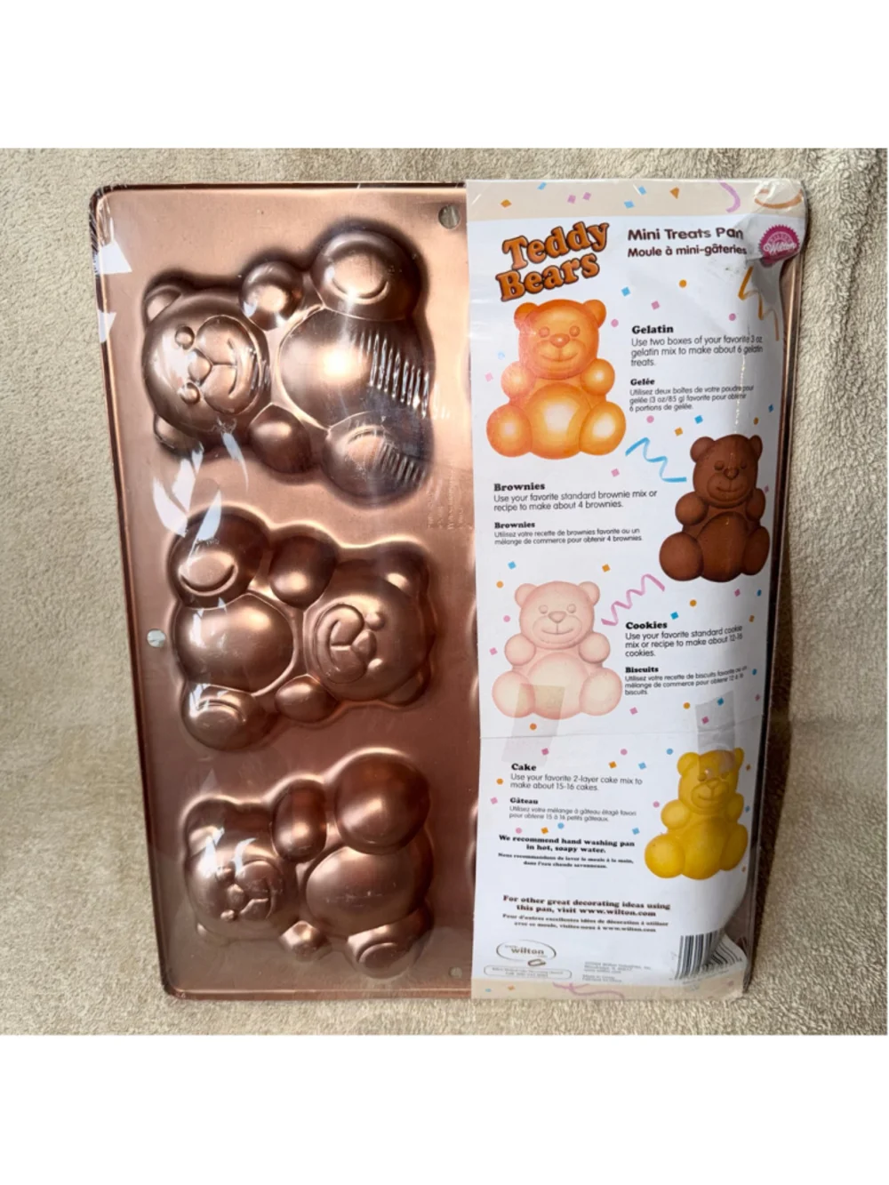 Vintage NIP 2004 Wilton Industries Teddy Bears Mini Treat Metal Baking Mold Pan